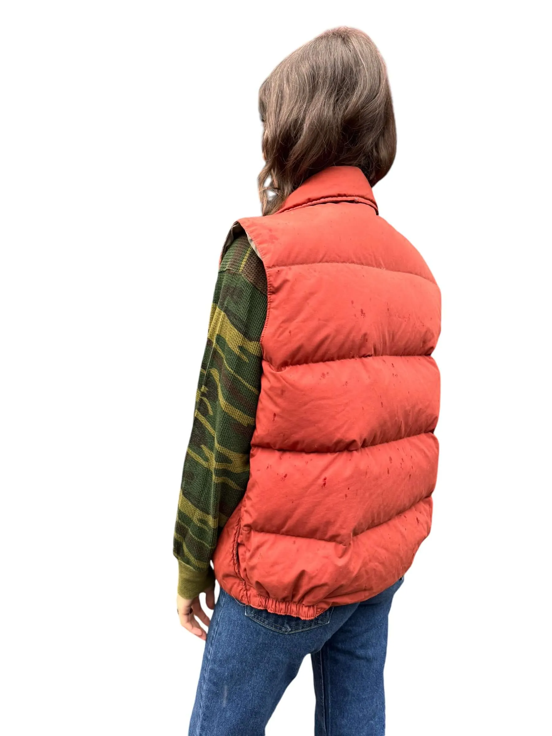 1970s Sears Burnt Orange Puffer Vest L