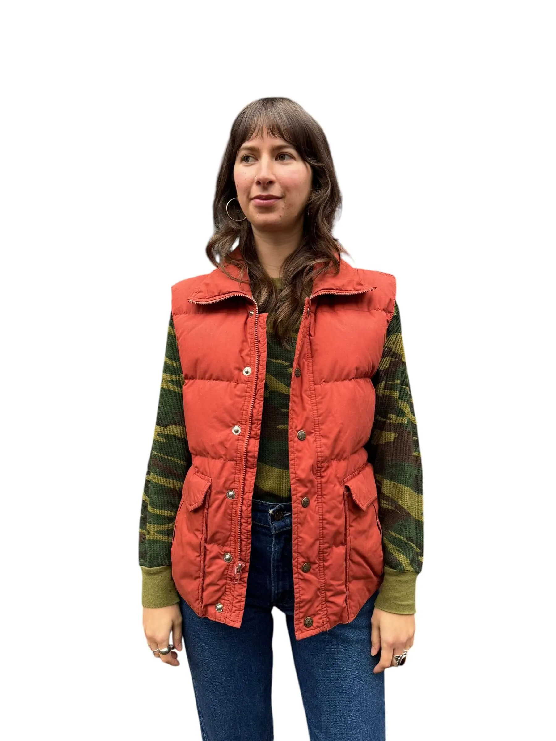 1970s Sears Burnt Orange Puffer Vest L
