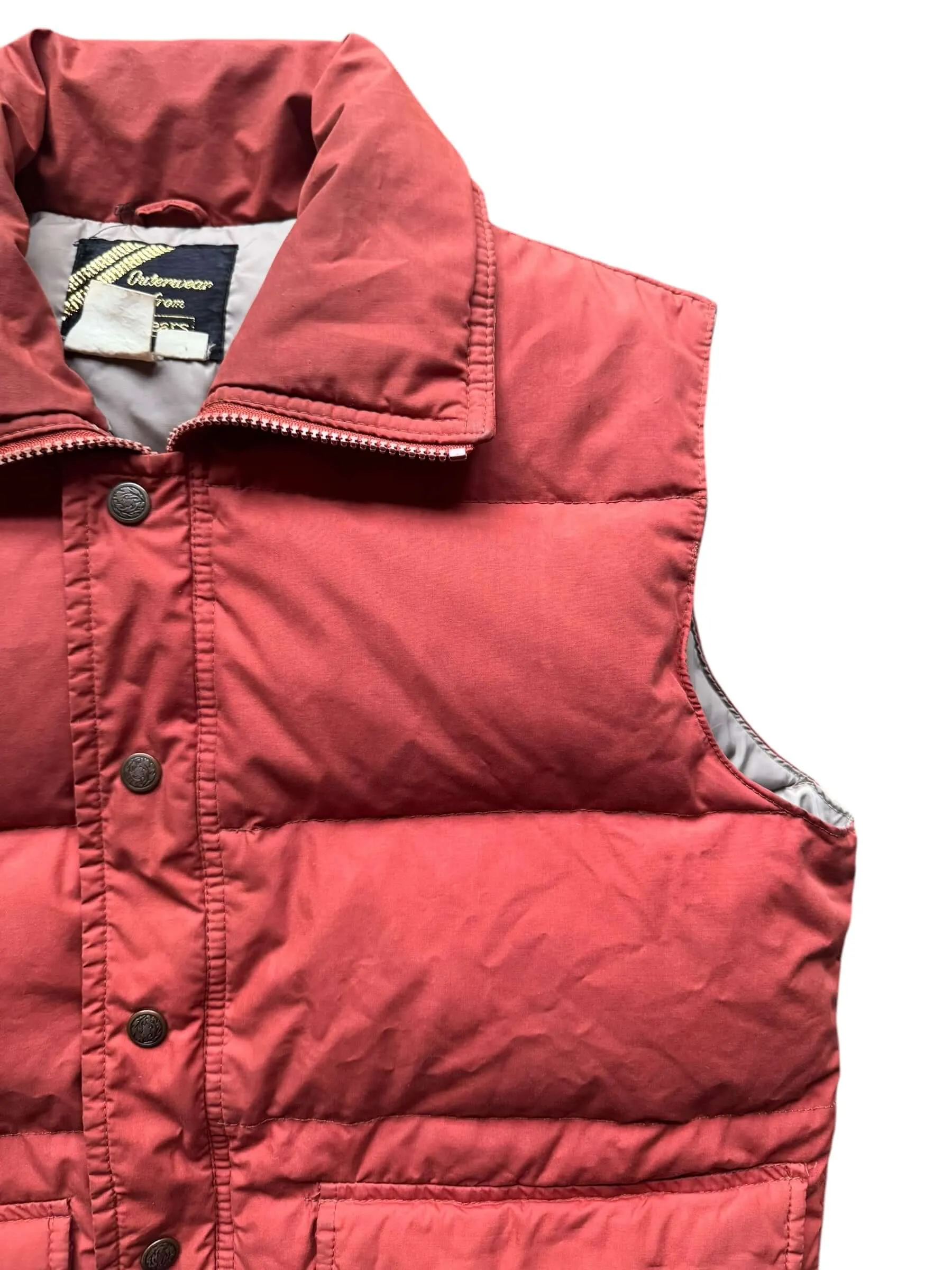1970s Sears Burnt Orange Puffer Vest L