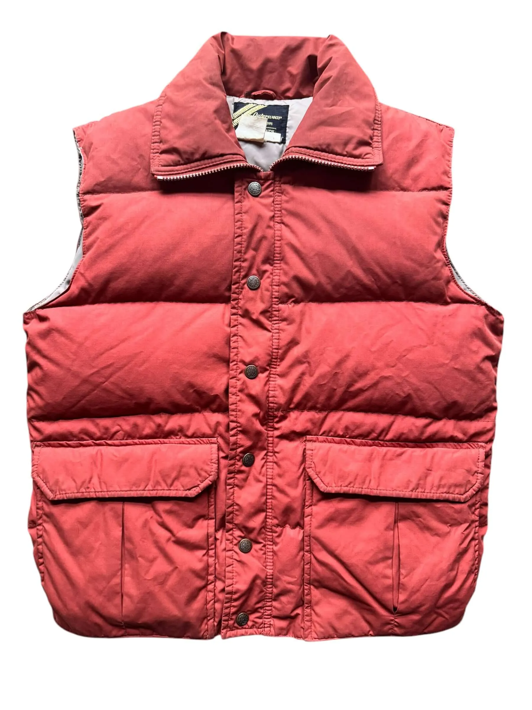 1970s Sears Burnt Orange Puffer Vest L