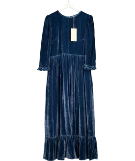 By Iris Blue Velvet Shae Maxi Dress UK L