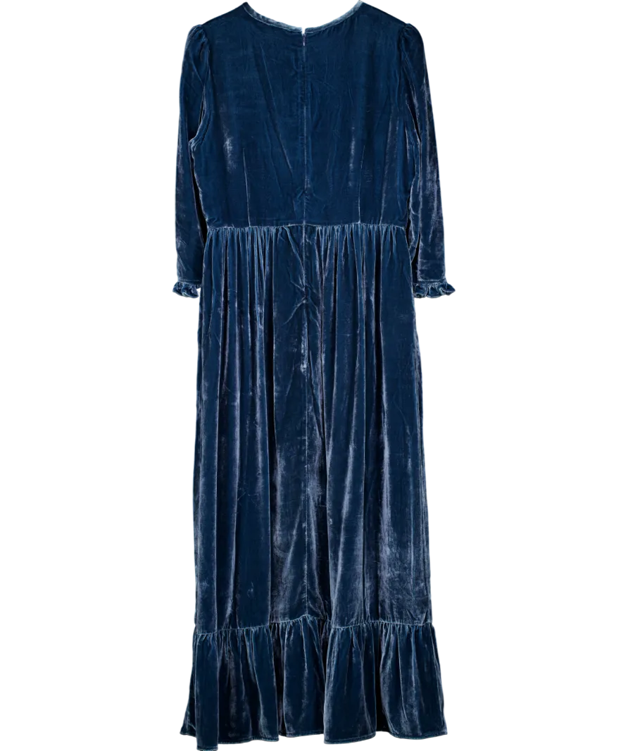 By Iris Blue Velvet Shae Maxi Dress UK L