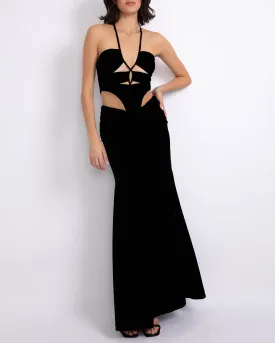 Dropped Waist Velvet Maxi Dress