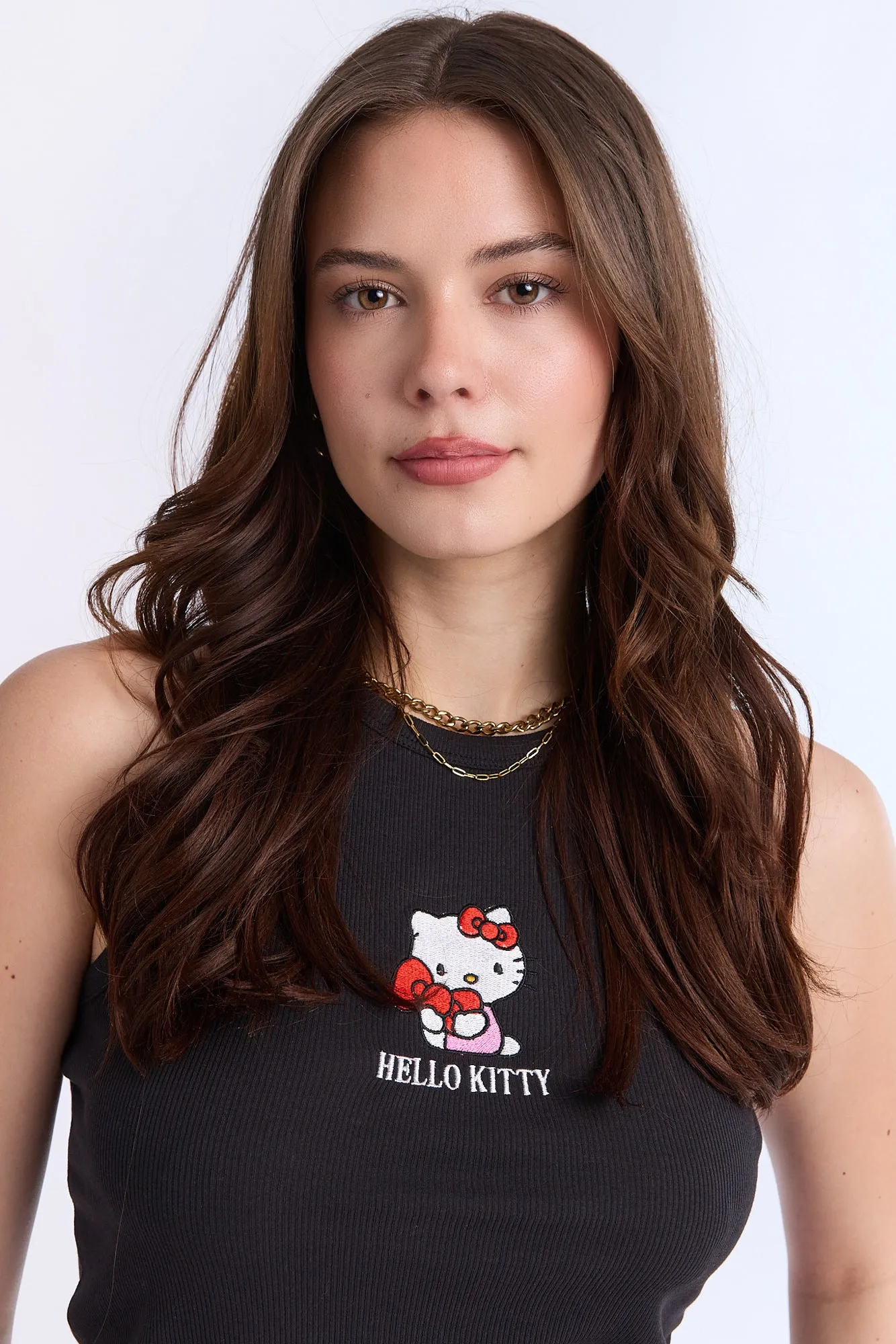 Hello Kitty Bow Graphic Embroidered Tank Top