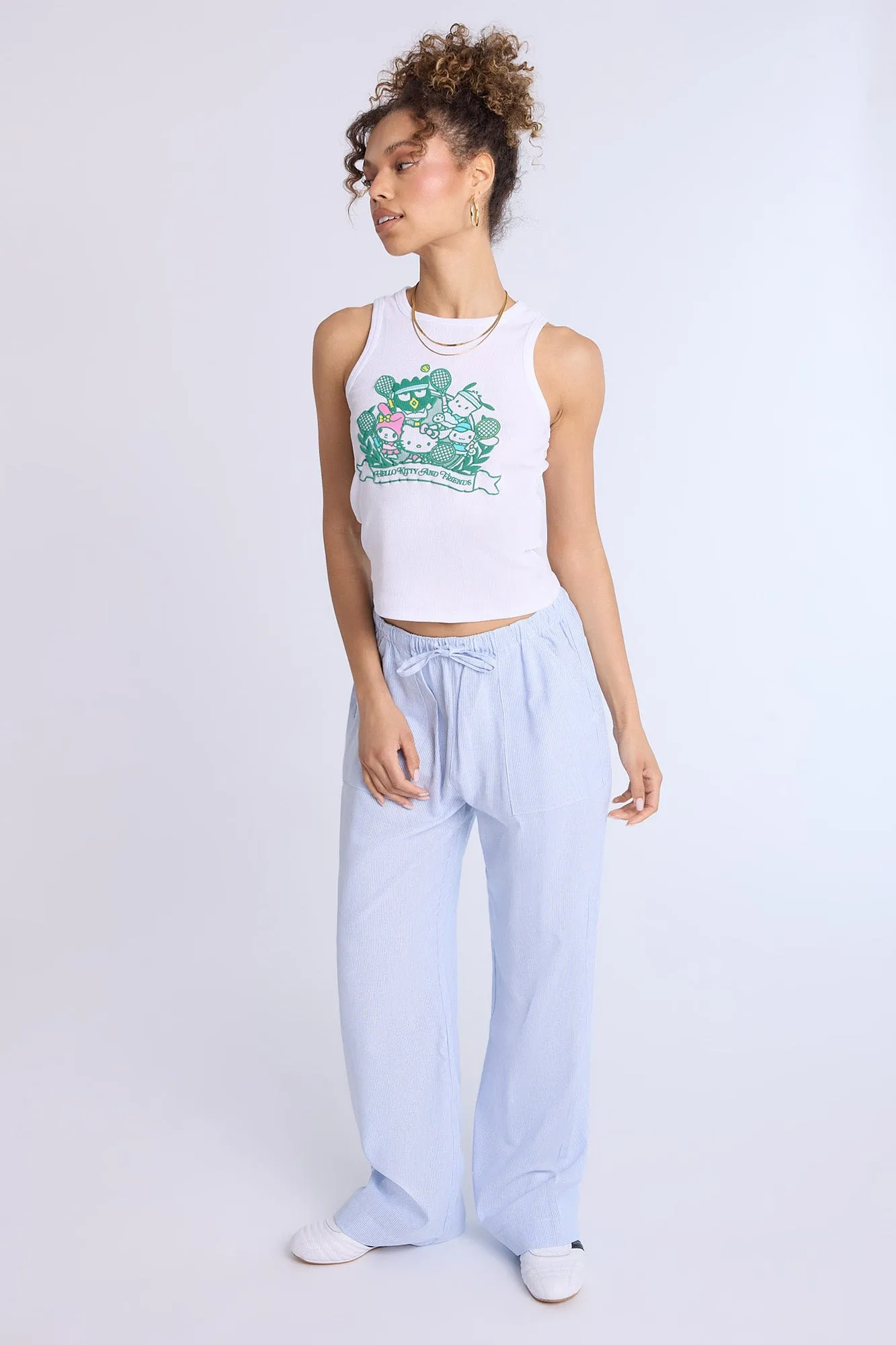 Hello Kitty Sports Graphic Ribbed High Neck Tank Top