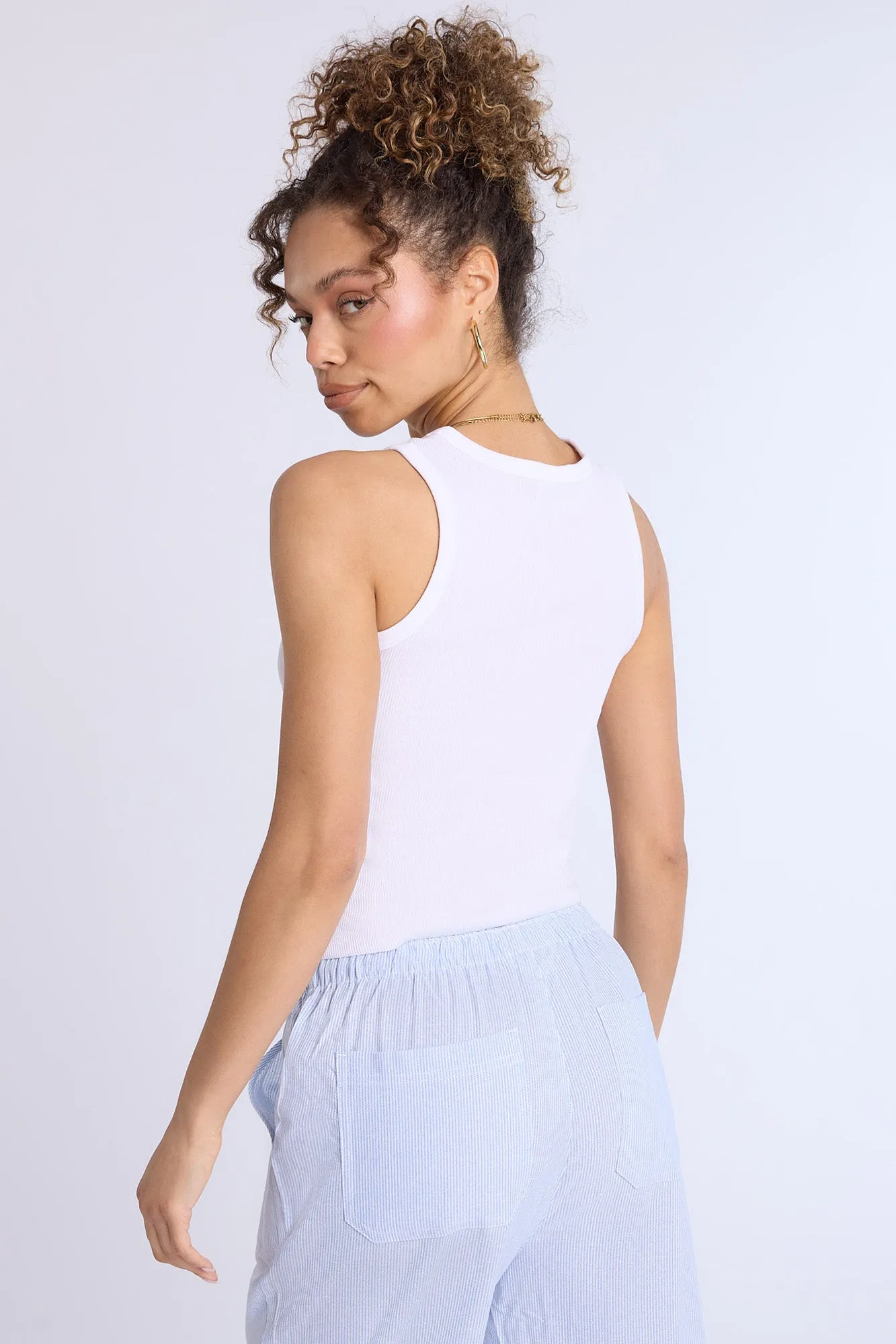 Hello Kitty Sports Graphic Ribbed High Neck Tank Top