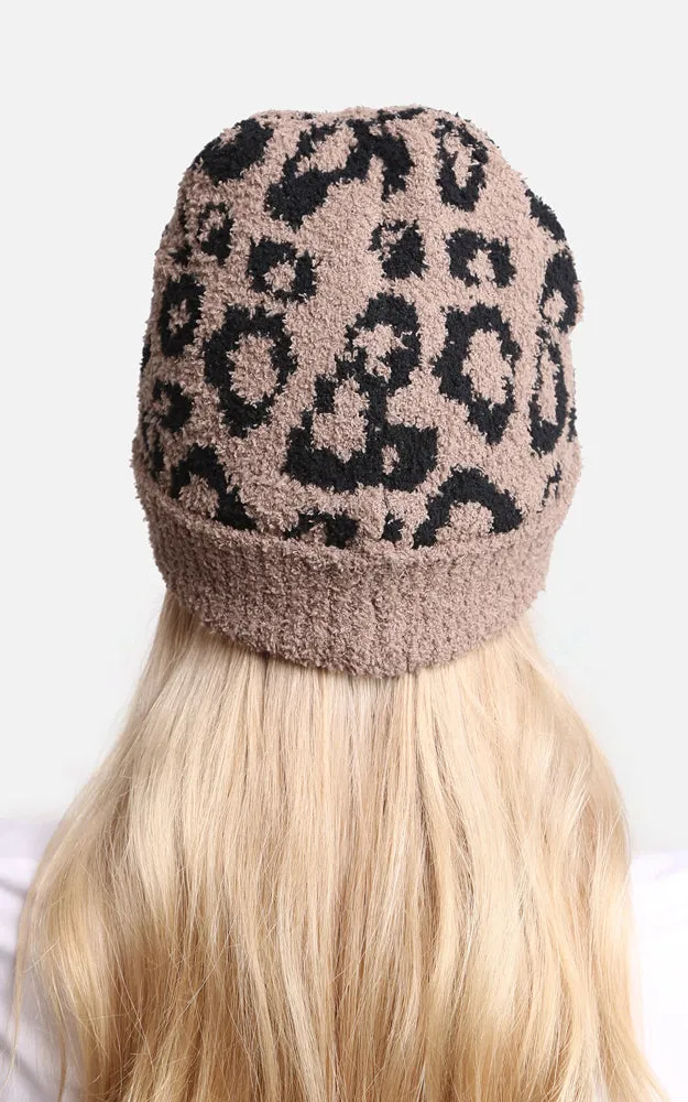 JH273 Leopard Print Luxury Soft Ribbed Beanie