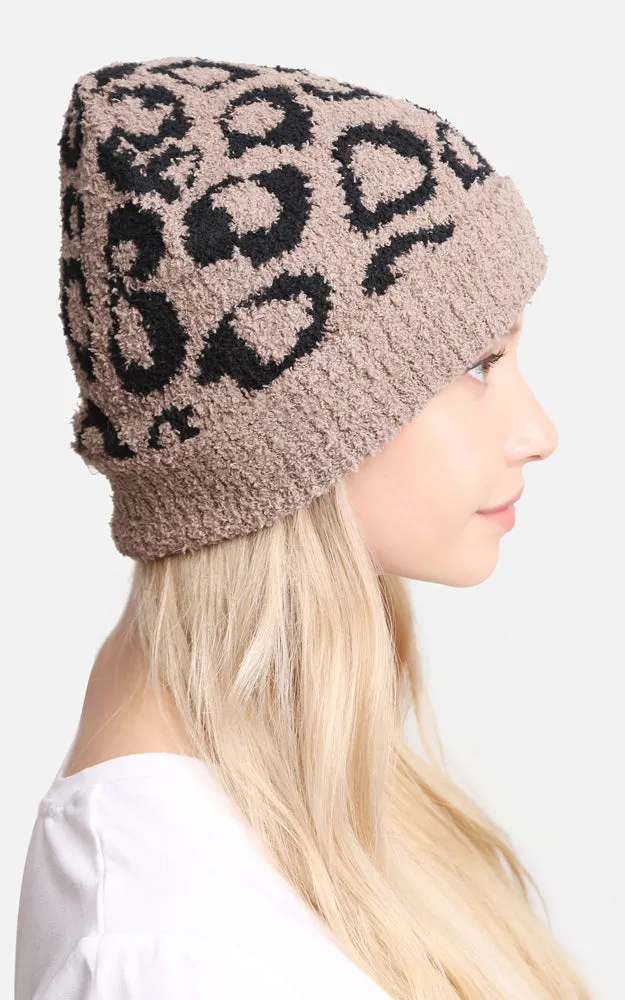 JH273 Leopard Print Luxury Soft Ribbed Beanie