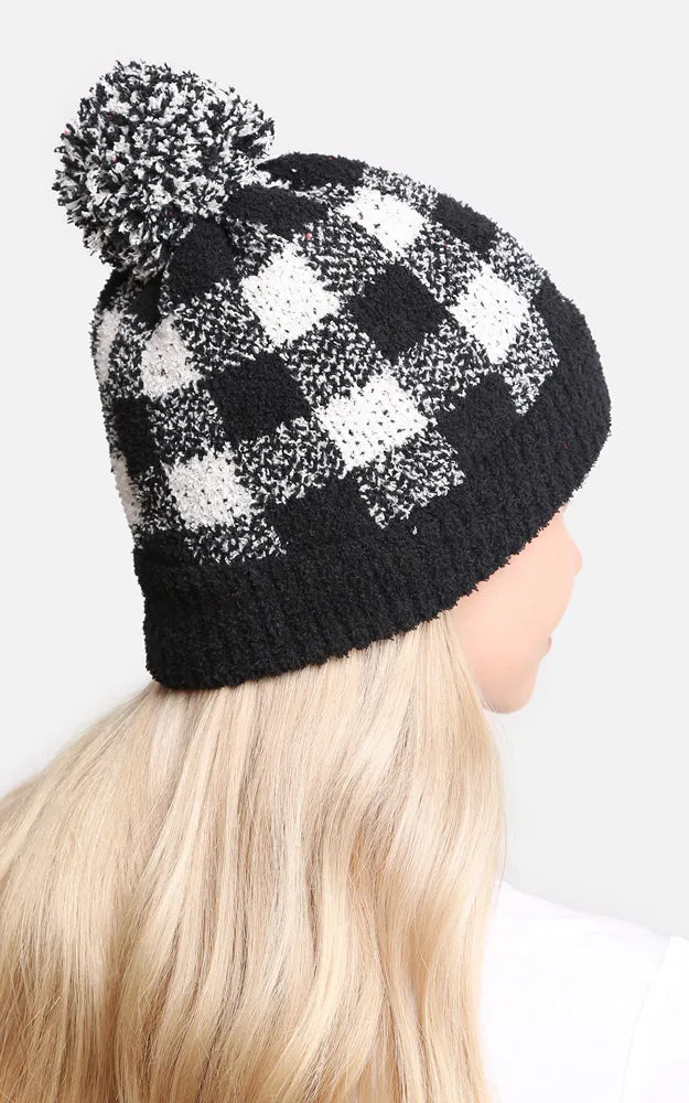 JH277 Buffalo Check Beanie w/Pom Pom