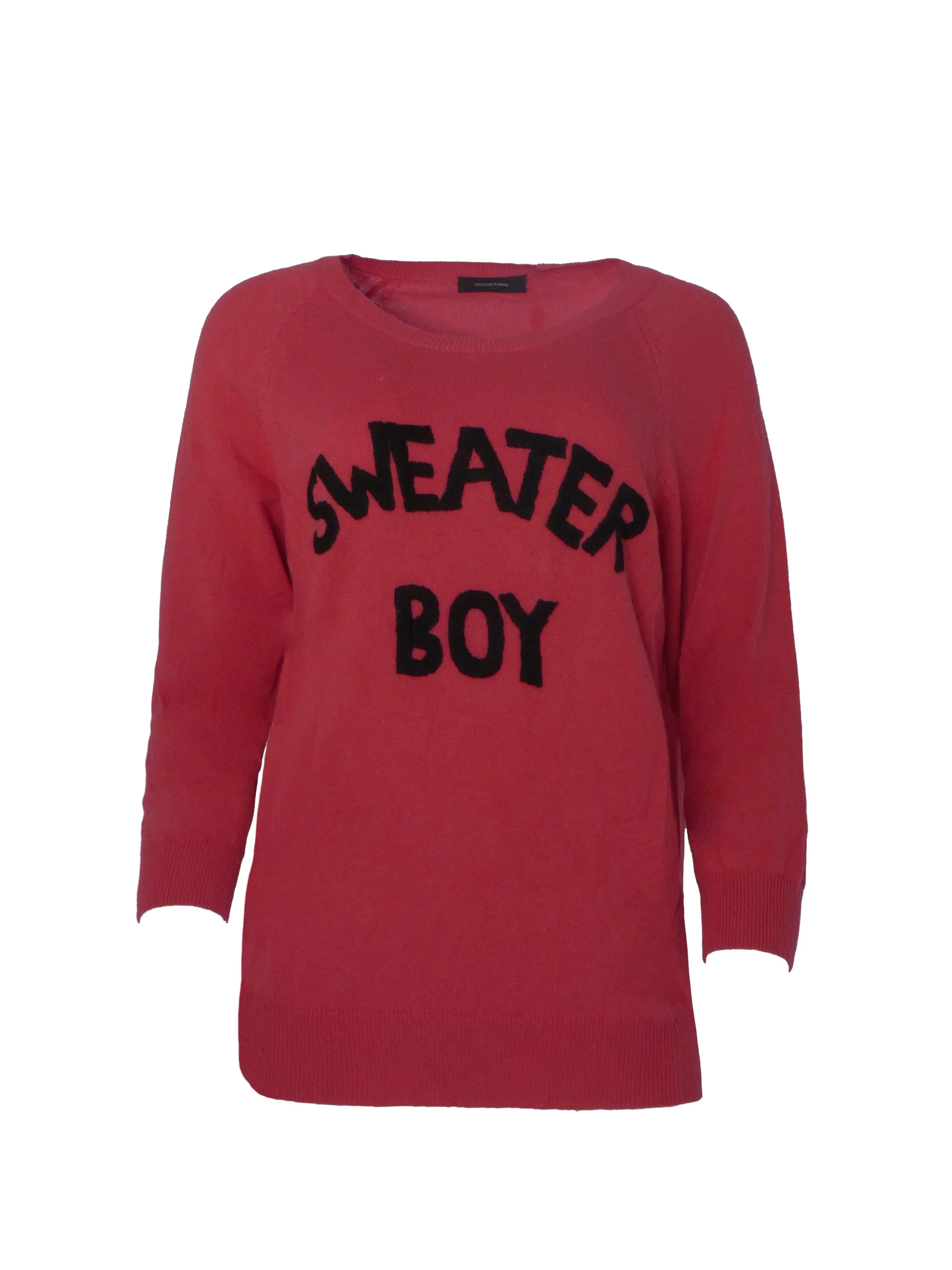 Red 3/4 Length Sleeve Sweater Boy Jumper