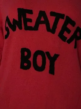 Red 3/4 Length Sleeve Sweater Boy Jumper