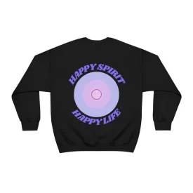 Retro Happy Spirit Happy Life Lavender Lilac Pink Smile Graphic Crewneck, VSCO Girl Sweatshirt, Tumblr Oversized Trendy Back Print Pullover