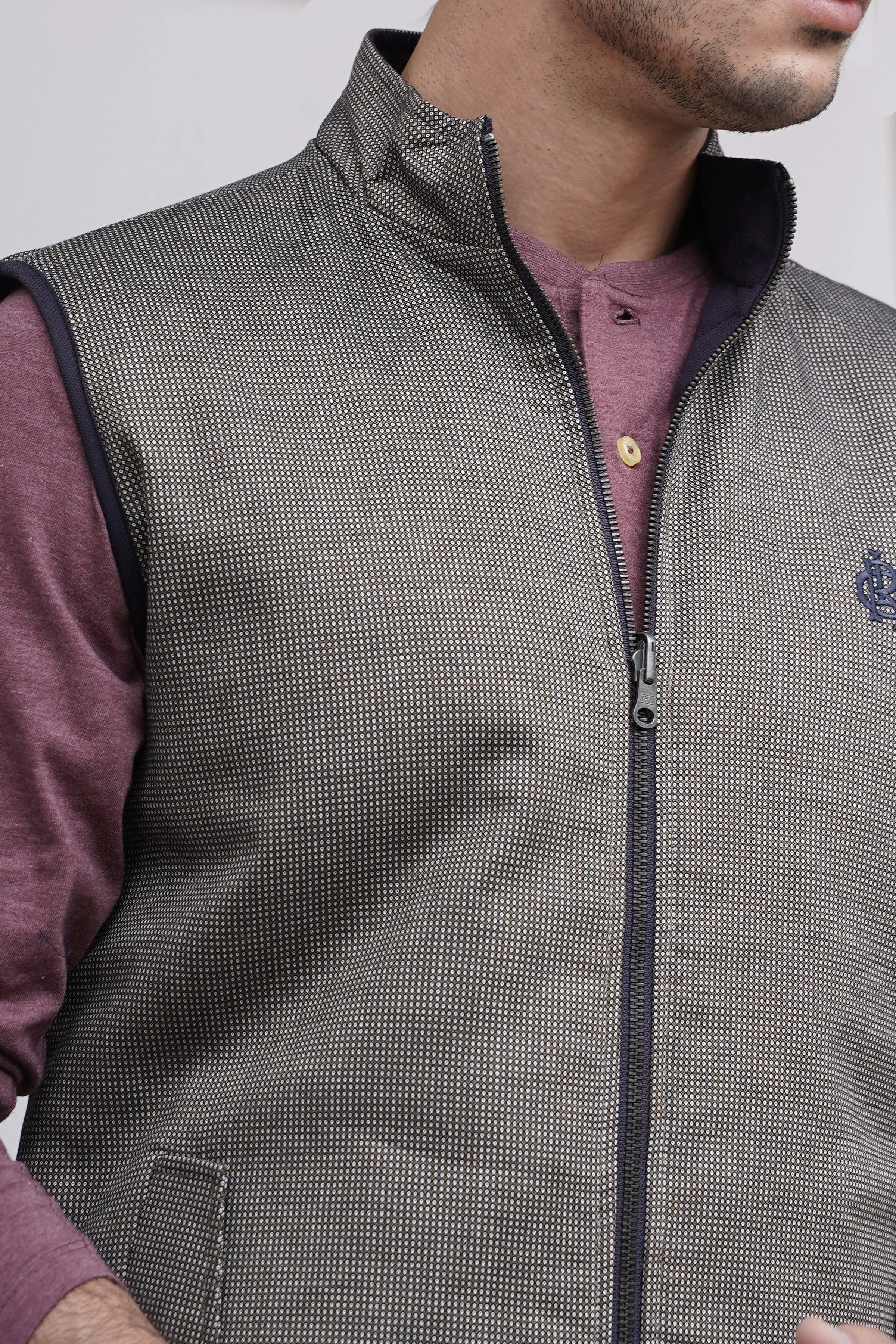 REVERSIBLE JACKET S/L BROWN WHITE