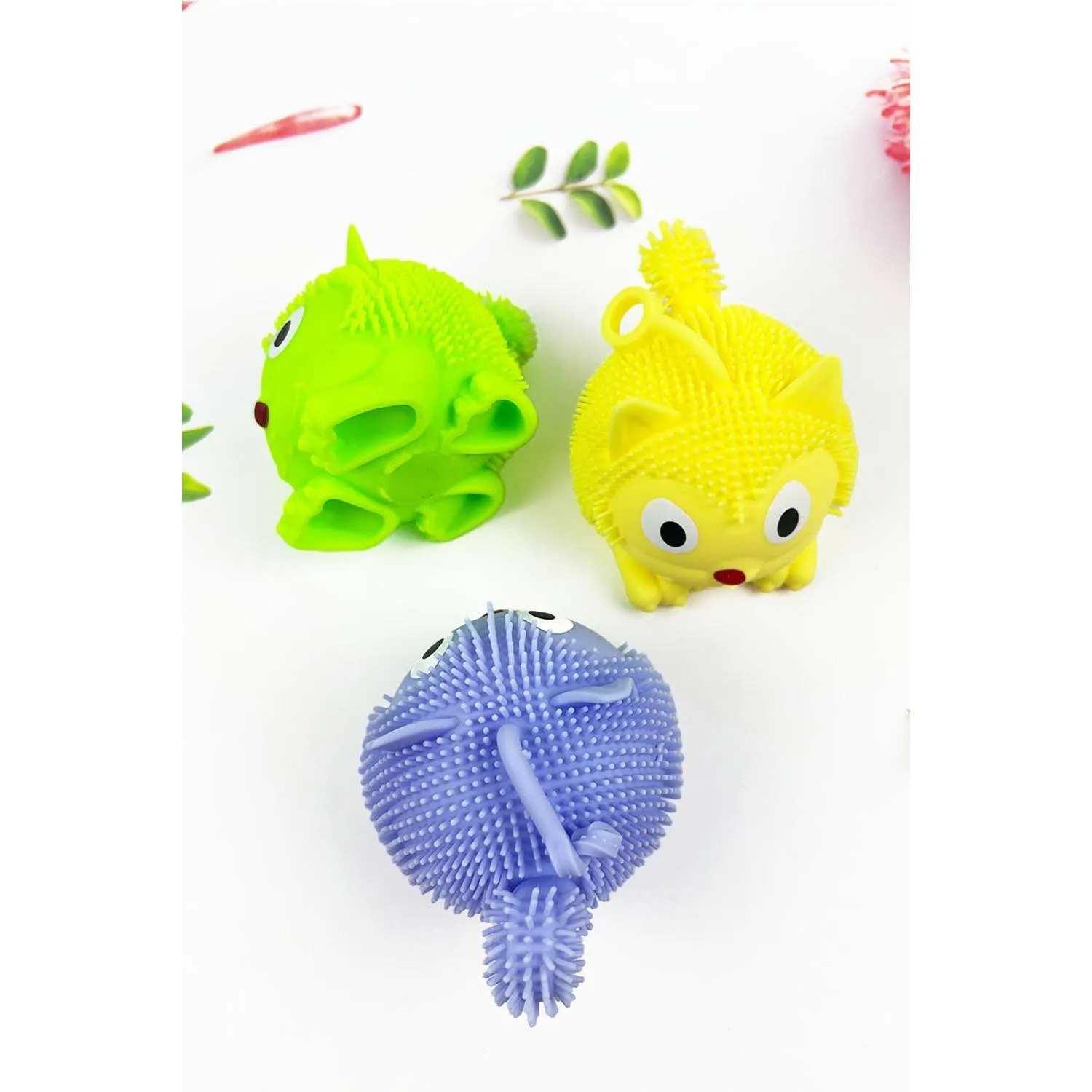 SOFT CUTE PUFFER FOX SQUISHY TOY OF ASSORTED PLAIN COLOR