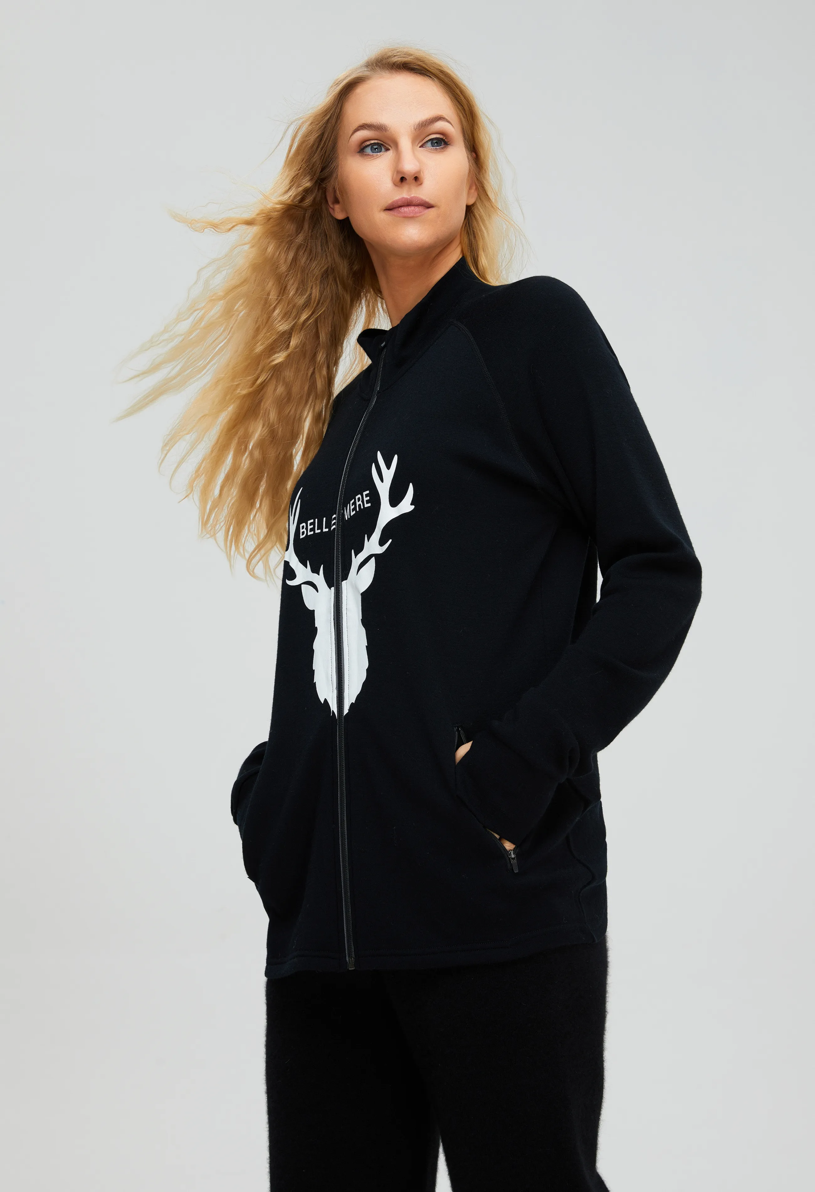 Unisex Merino Deer Design Full Zipped Jacket