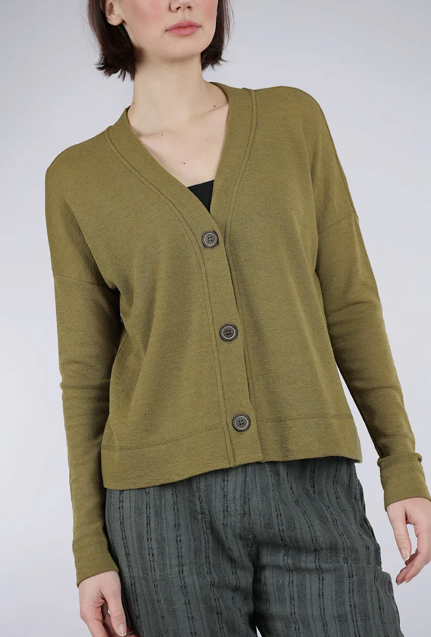 Wool Box Cardigan, Moss