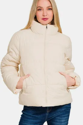 Zip Up Turtleneck Puffer Jacket